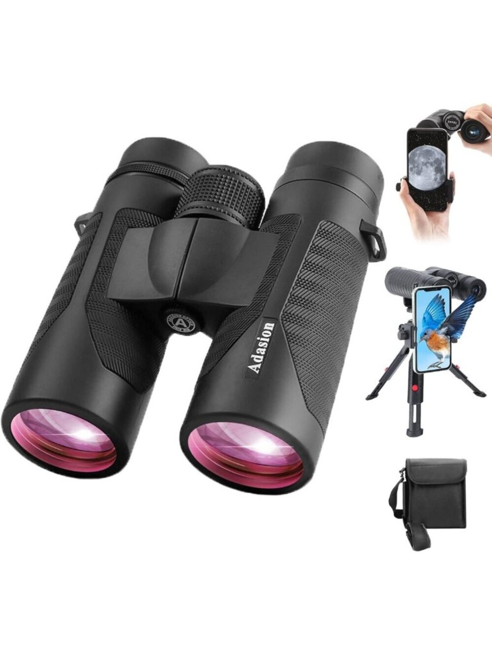 High-Powered 12x42 Binoculars with Phone Adapter & Tripod for Outdoor Adventures